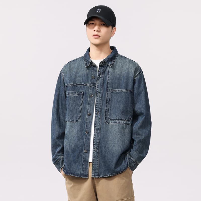 Camisa de denim casual estilo retro americano