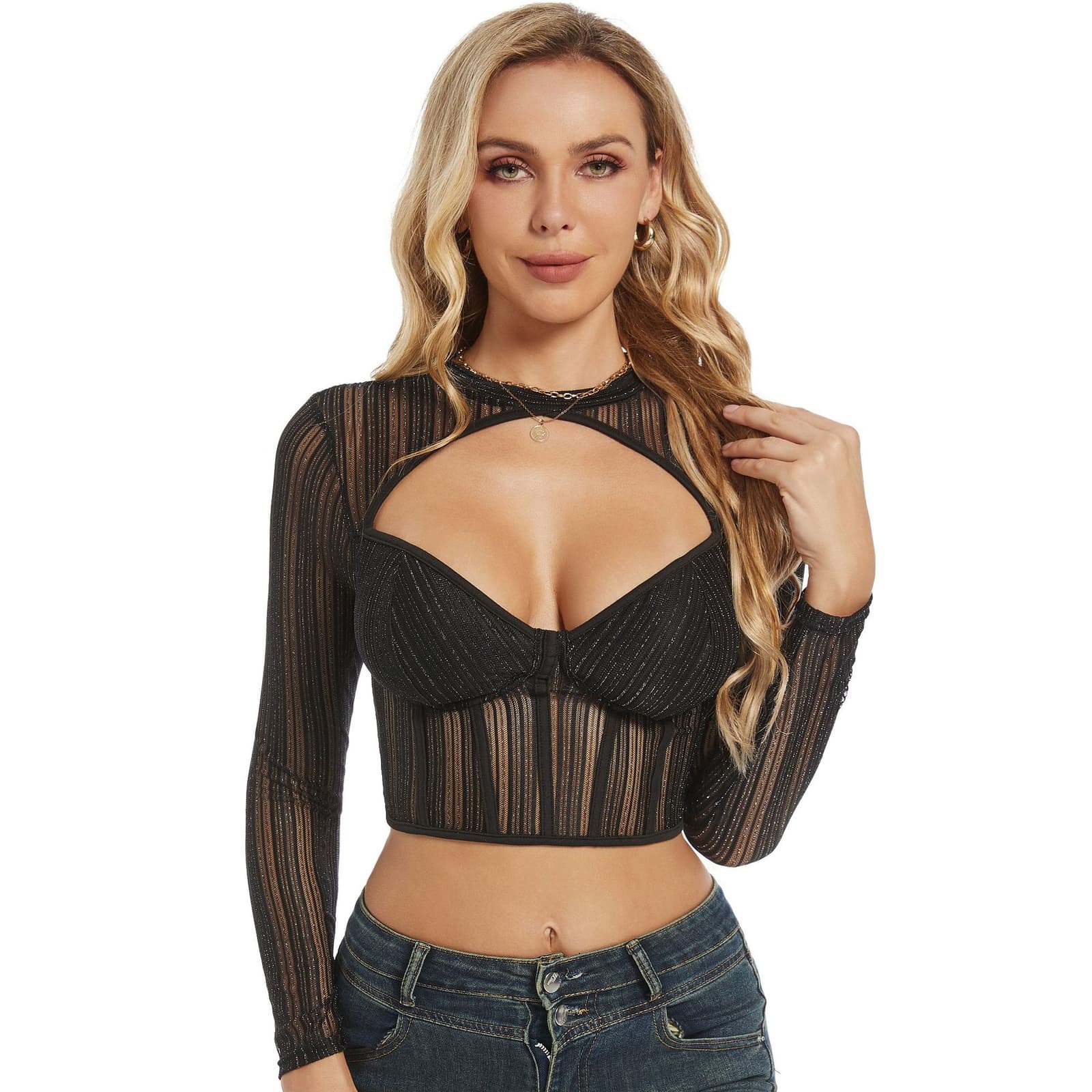 Blusa de rayas con mangas largas para mujer