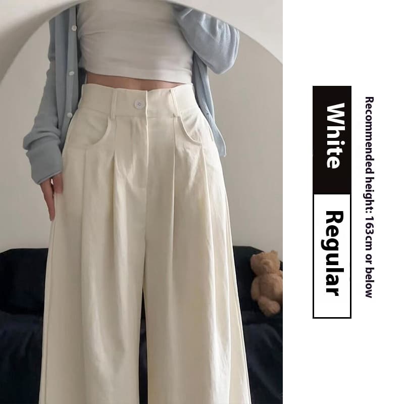 Pantalón de traje talle alto, ancho y recto para mujer