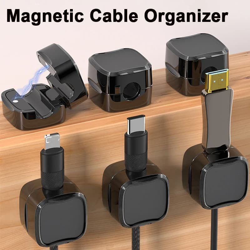 Organizador de cables magnético adhesivo para escritorio