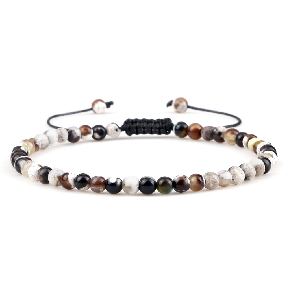 Pulsera trenzada ajustable de material mixto