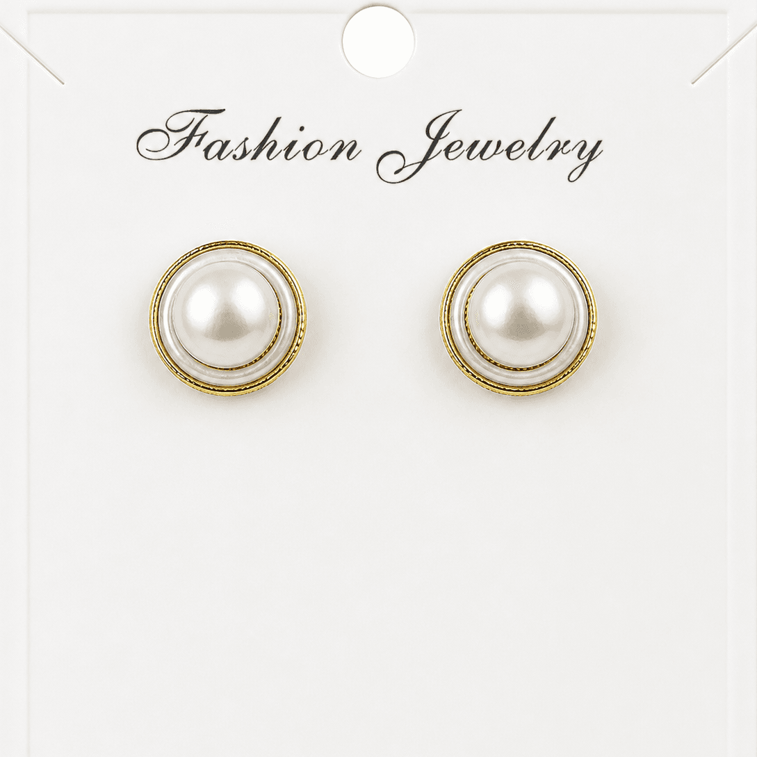 Aretes vintage con perlas naturales estilo clásico