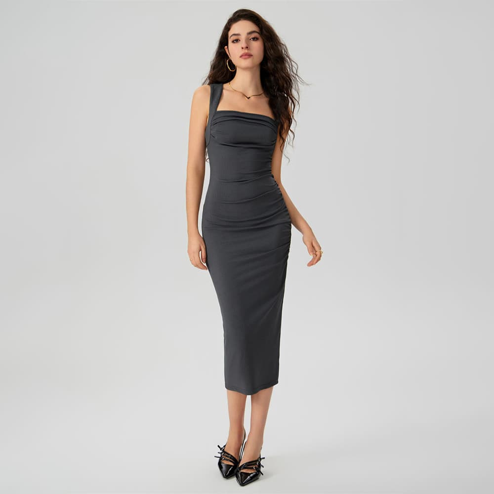Vestido de punto entallado con cintura alta para mujer