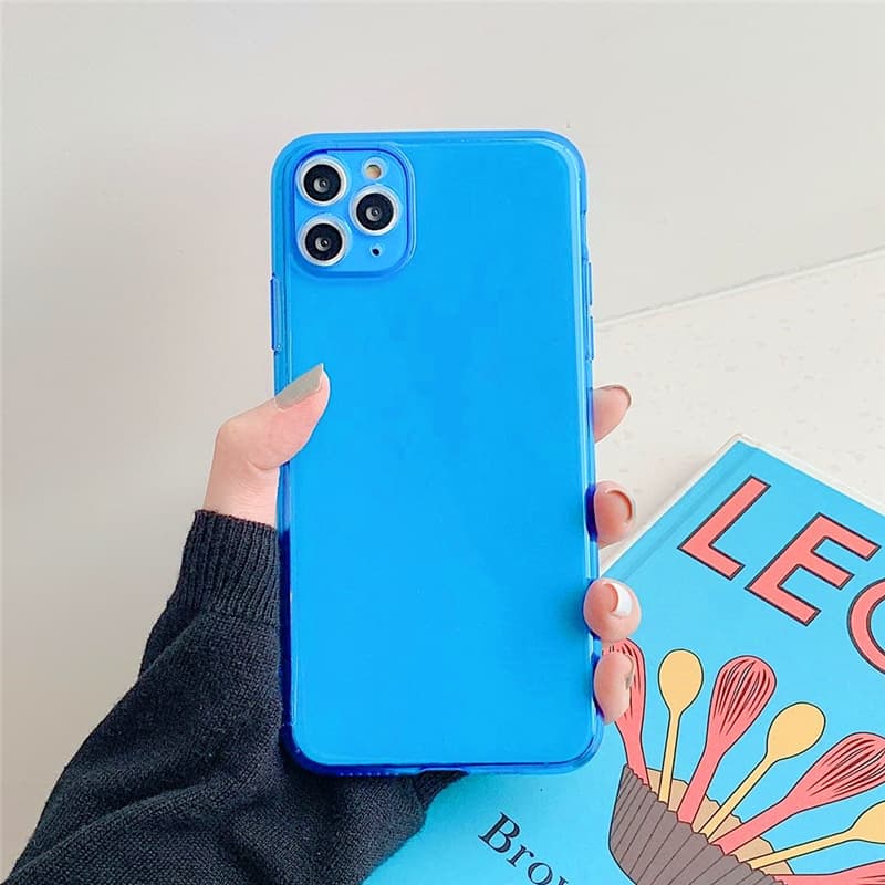 Funda TPU transparente para iPhone colores fluorescentes