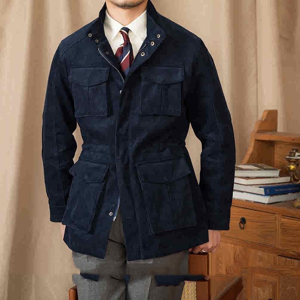 Chaqueta safari de pana con cuello levantado