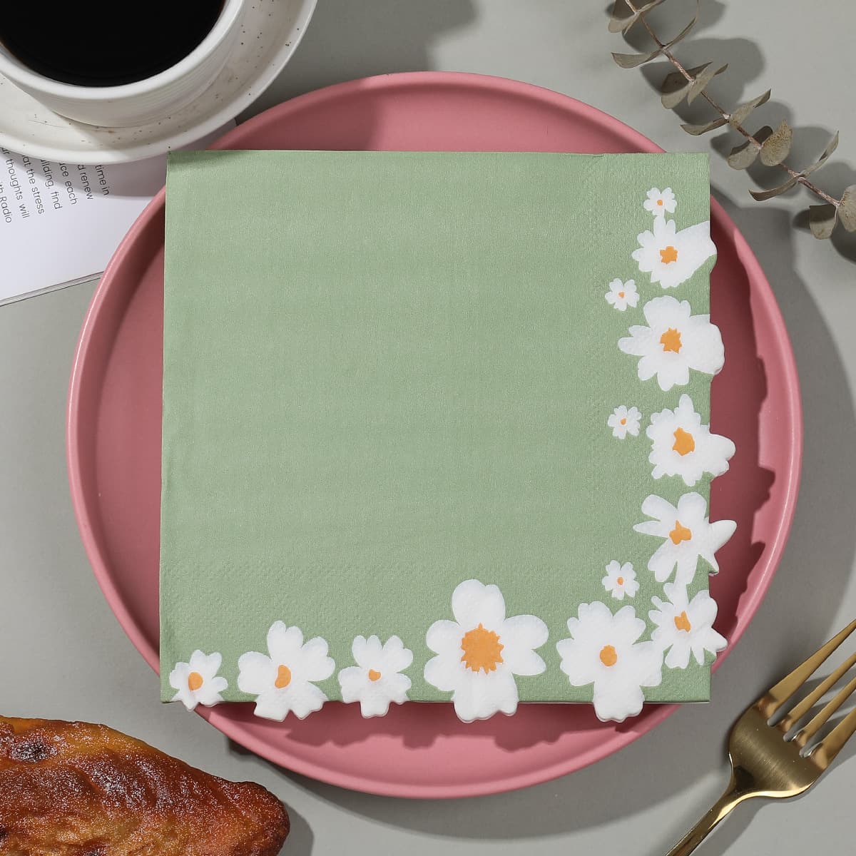 Servilleta de papel desechable con estampado margarita