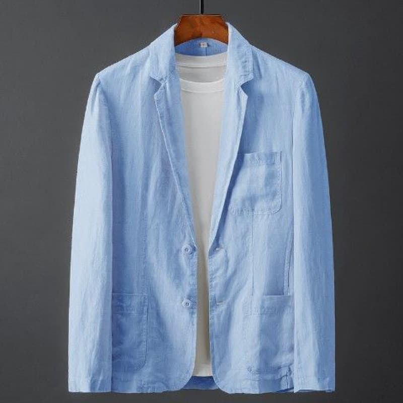 Chaqueta de lino color liso slim fit para hombre