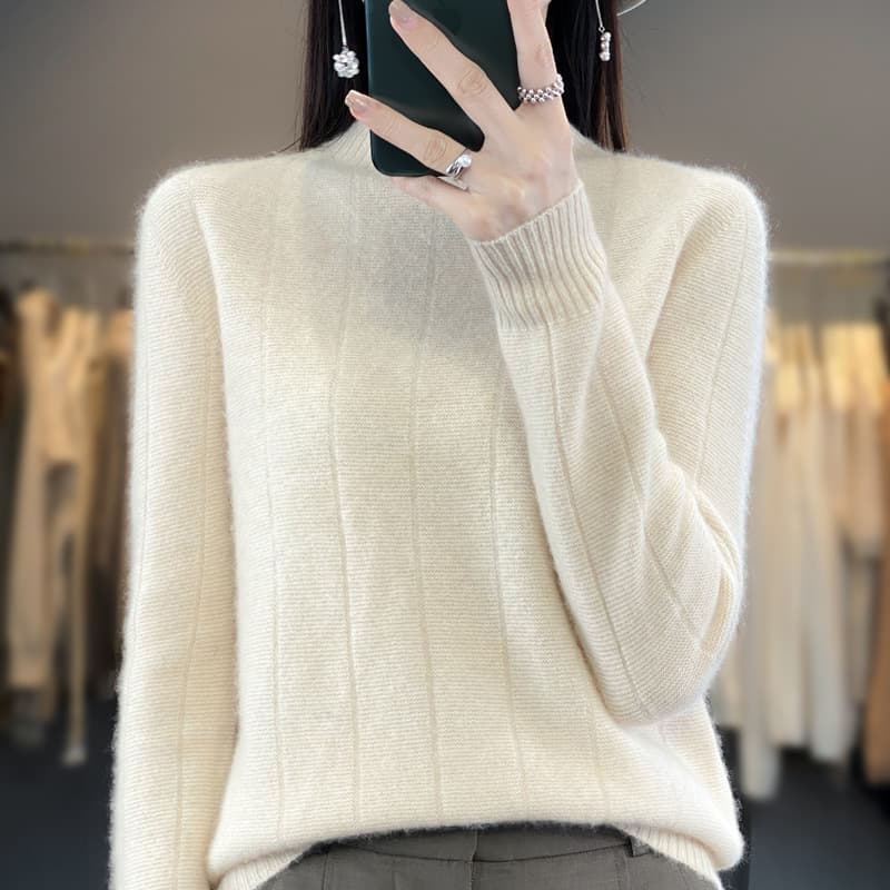 Suéter pullover cuello alto para mujer