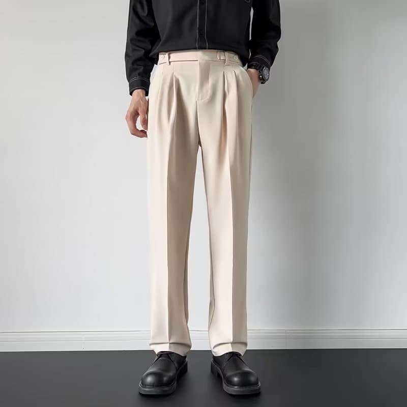 Pantalón de traje suelto recto para hombre