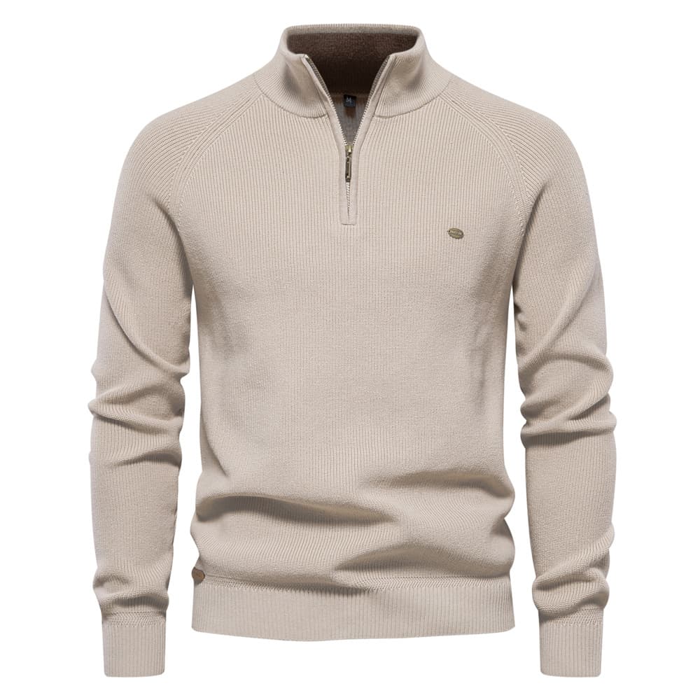 Suéter para hombre con cierre y cuello alto