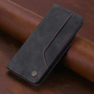 Funda tipo cartera con tapa magnética de cuero sintético