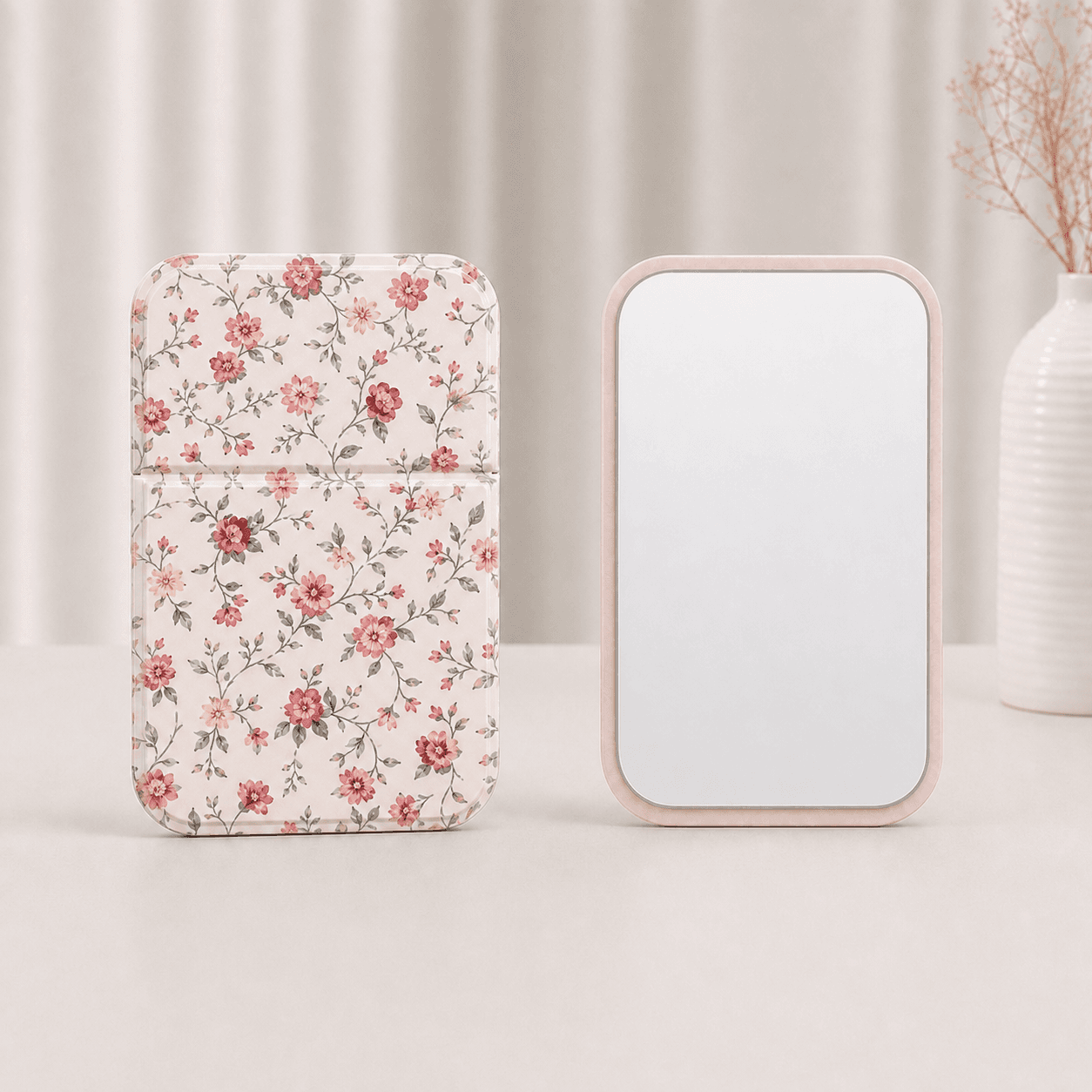 Espejo compacto plegable vintage con estampado floral