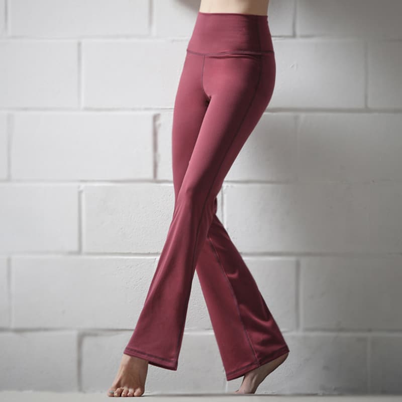 Pantalón yoga acampanado tela combinada