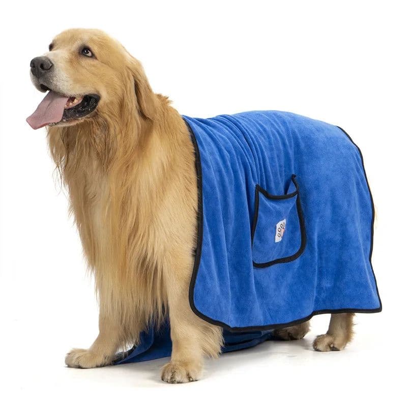 Toalla de baño para perros con bolsillos tipo guante