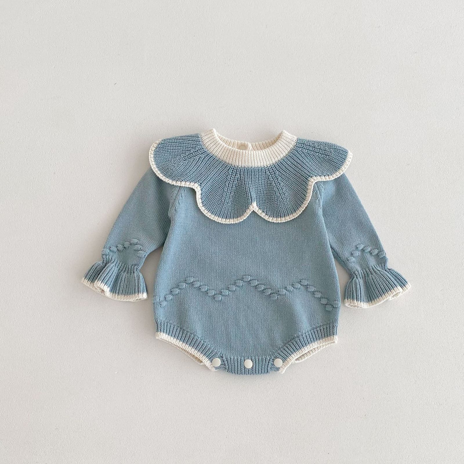 Enterizo infantil algodón cuello fruncido y pullover
