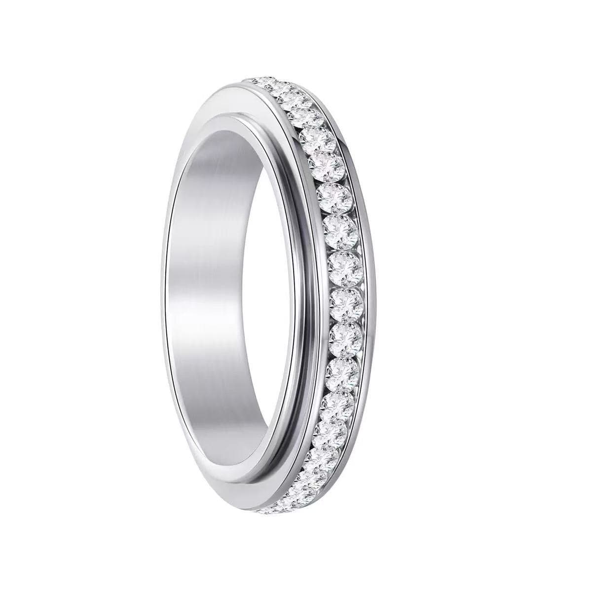 Anillo de acero inoxidable de 4 mm con diseño geométrico para parejas