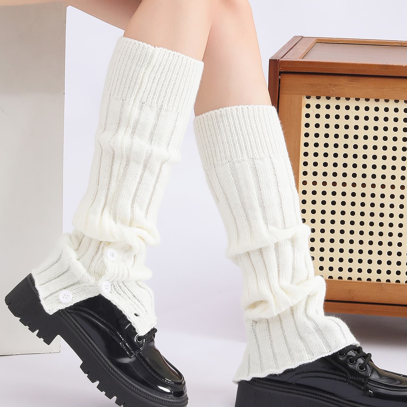 Calcetines slouch de felpa con diseño dividido en pantorrilla