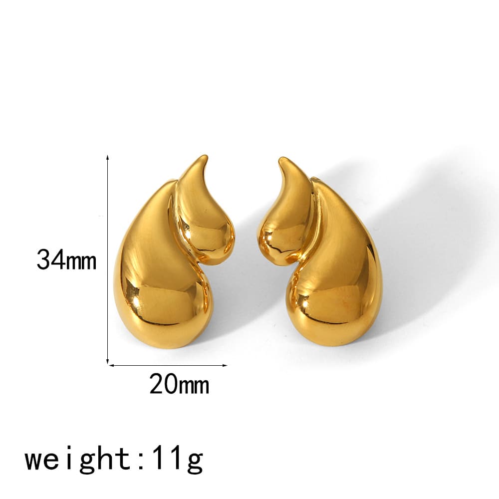 Aretes dobles gotas acero inoxidable chapado 18k