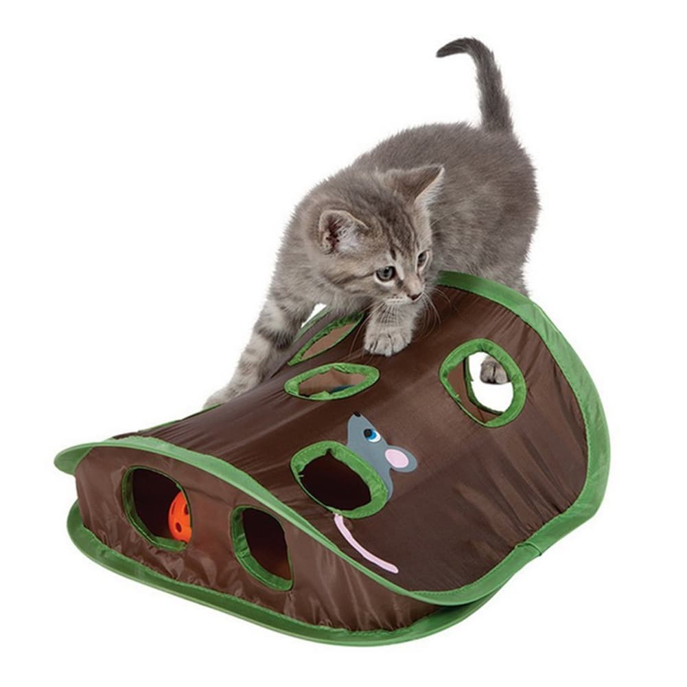 Juguete interactivo para gato escondidas con 9 agujeros