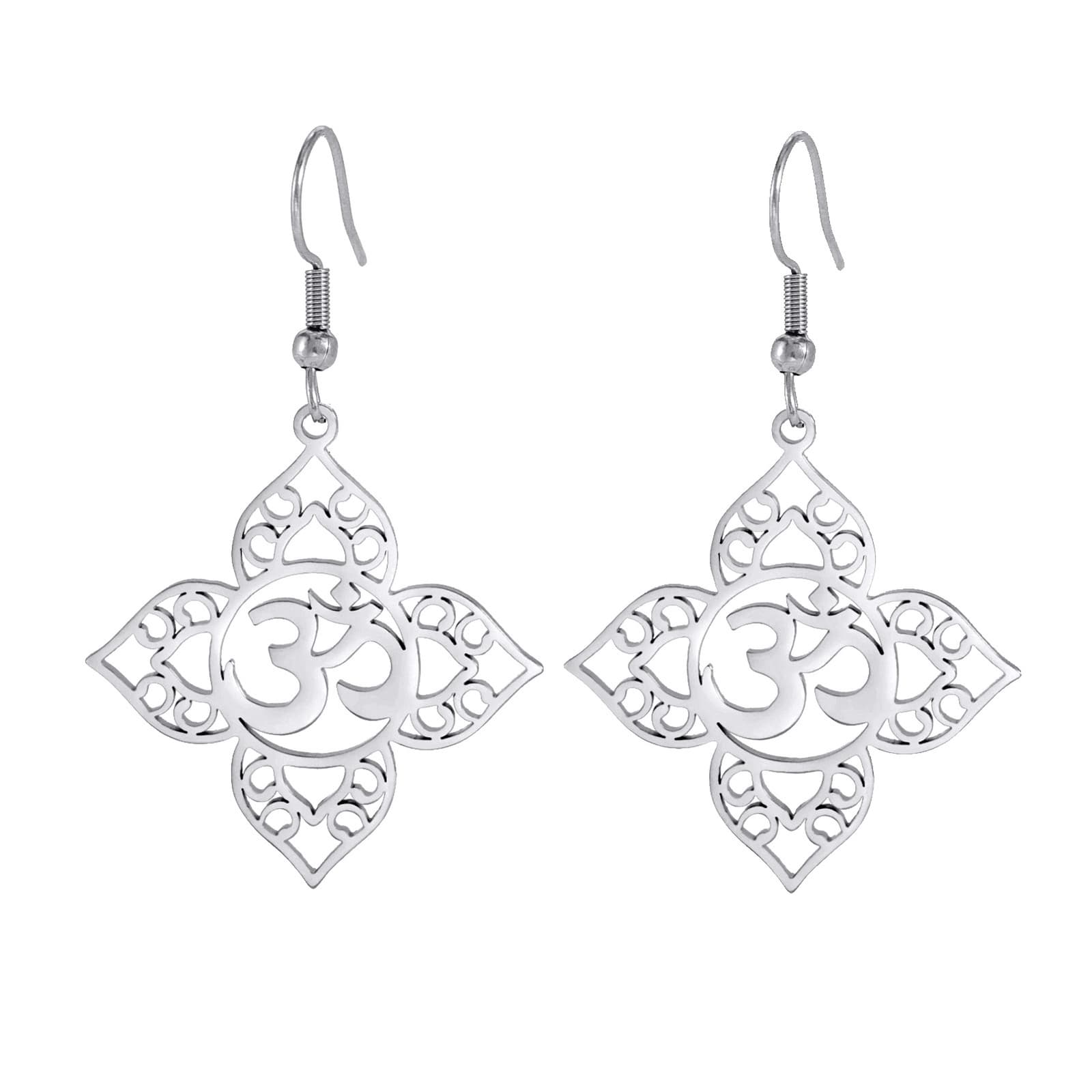 Aretes símbolo yoga acero inoxidable