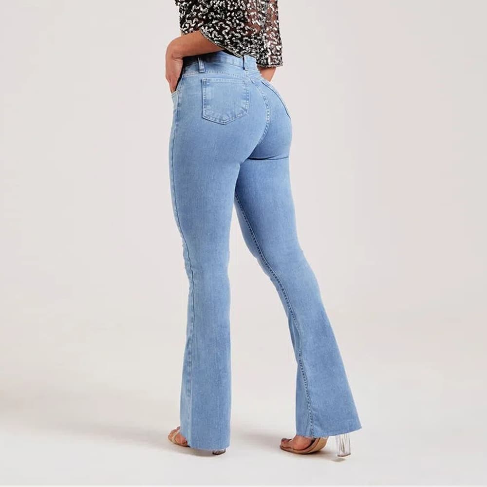 Pantalones acampanados slim fit elásticos de algodón