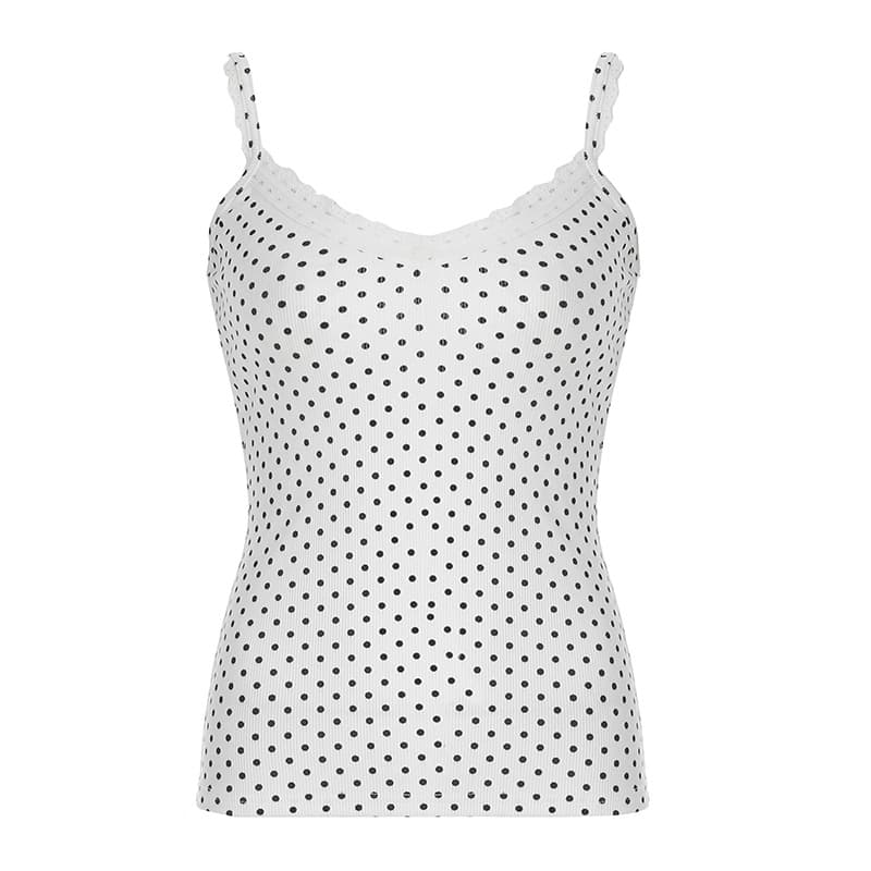 Top estilo polka dot con tirantes ajustables