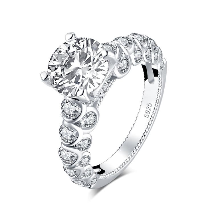 Anillo de plata 925 con diamante de alto carbono engarzado