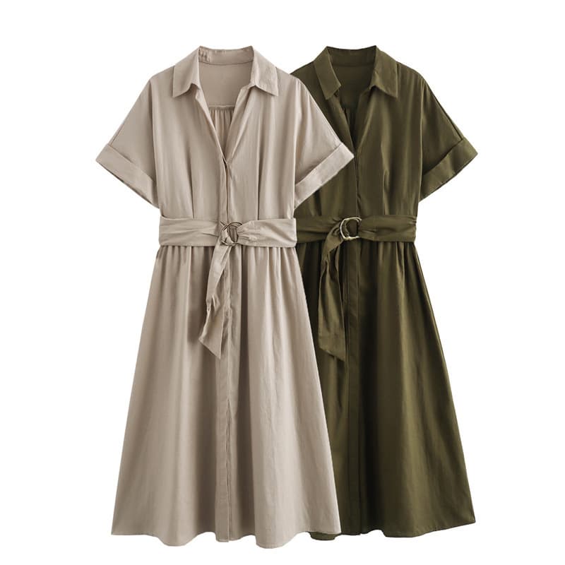 Vestido midi retro casual de poliéster