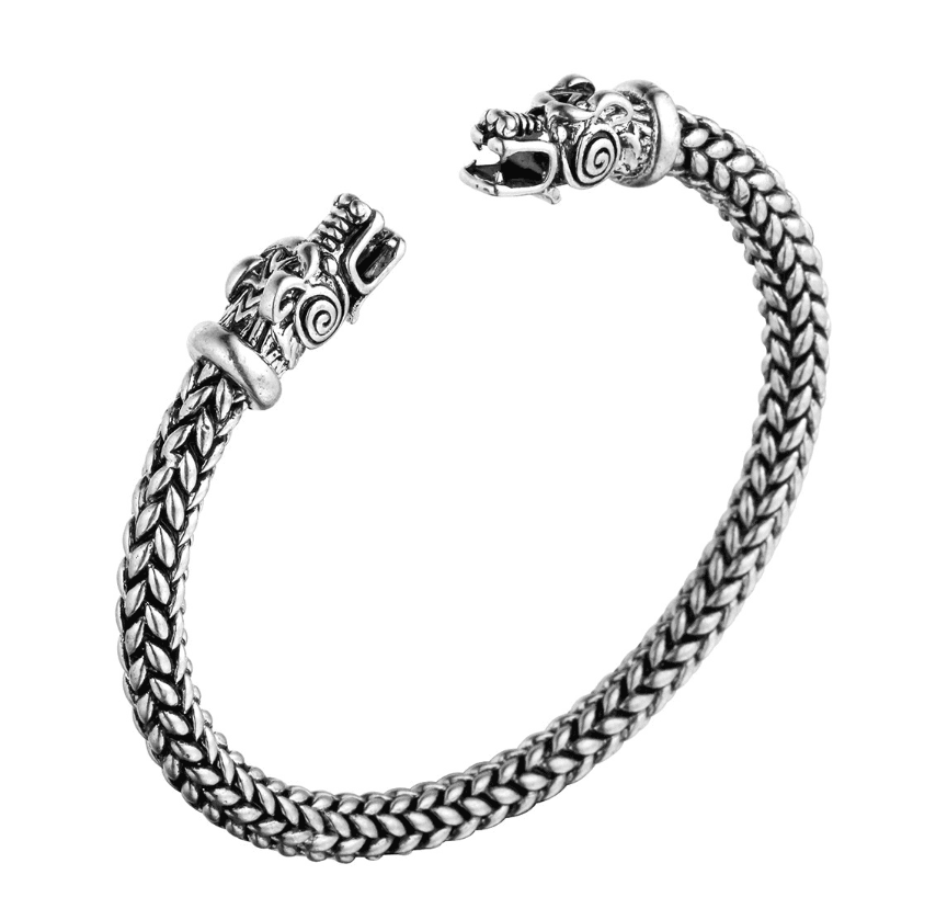Pulsera torc cabeza de lobo gris