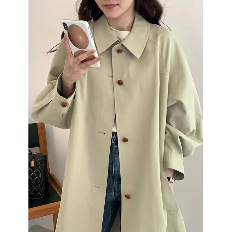 Abrigo trench retro de largo medio con mangas farol