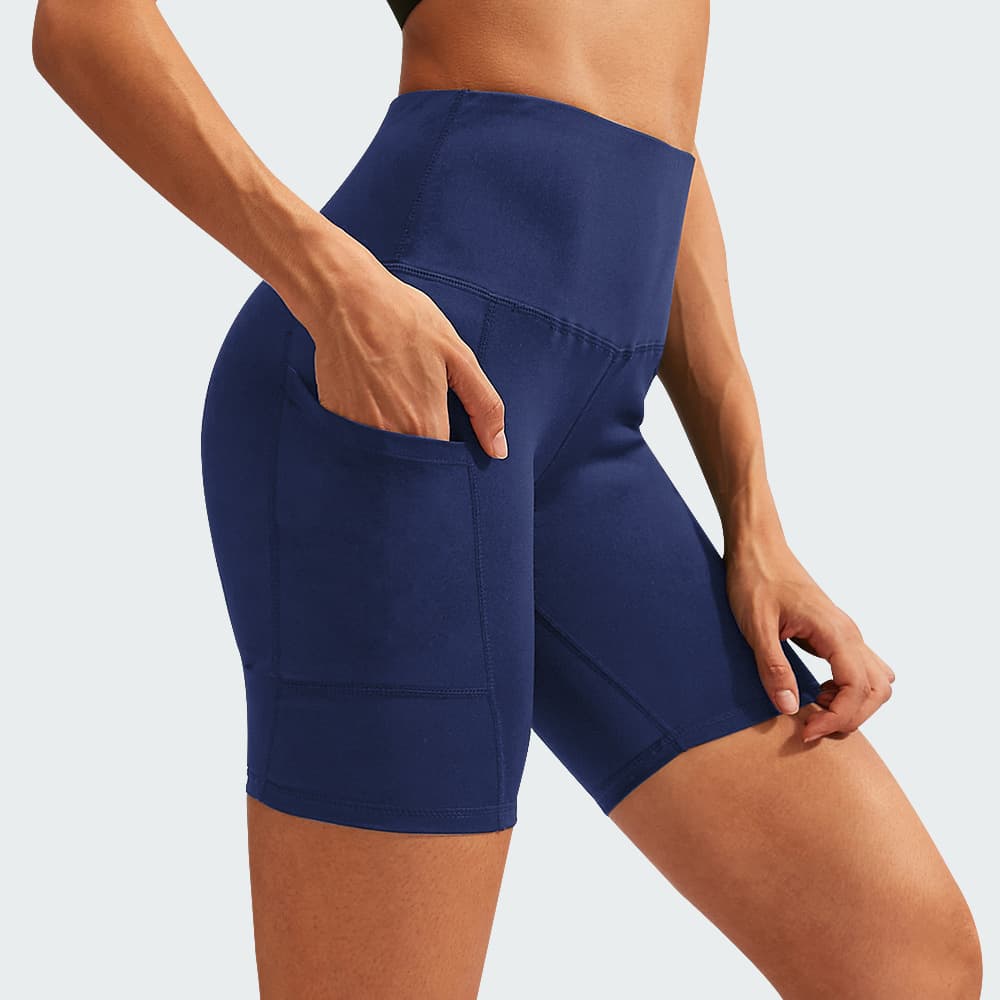 Shorts yoga cintura alta con bolsillos secado rápido mujer