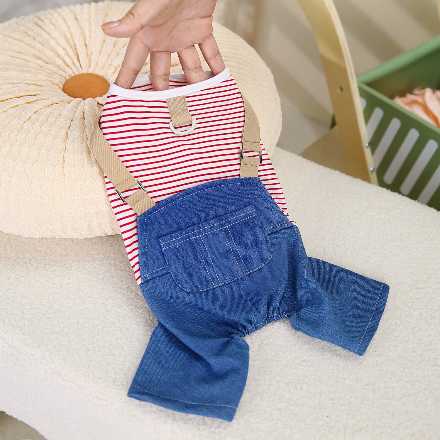 Pantalón rayado para perro macho