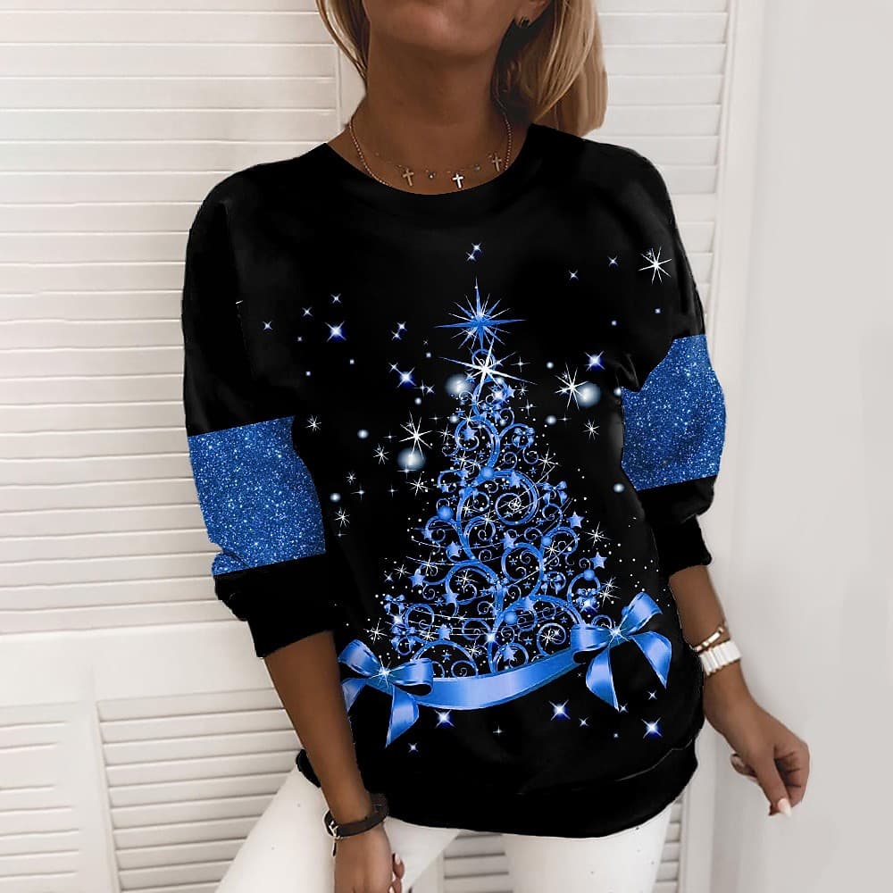 Sudadera navideña mujer estampado 3D manga larga