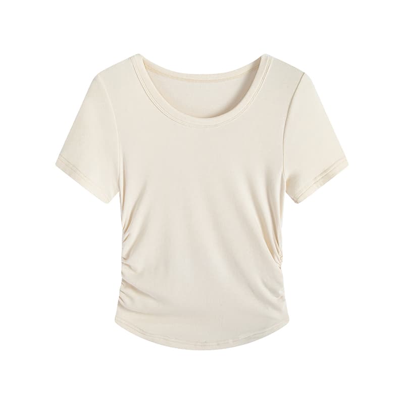 Camiseta talla grande con manga corta y cintura plisada