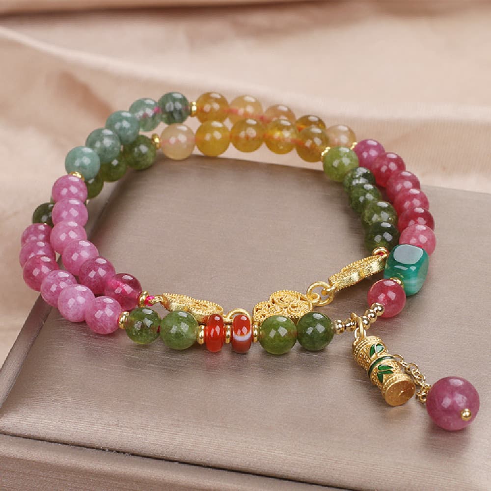 pulsera de ágata jade color turmalina natural