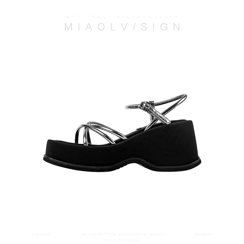Sandalias de plataforma para mujer con cierre de tobillo