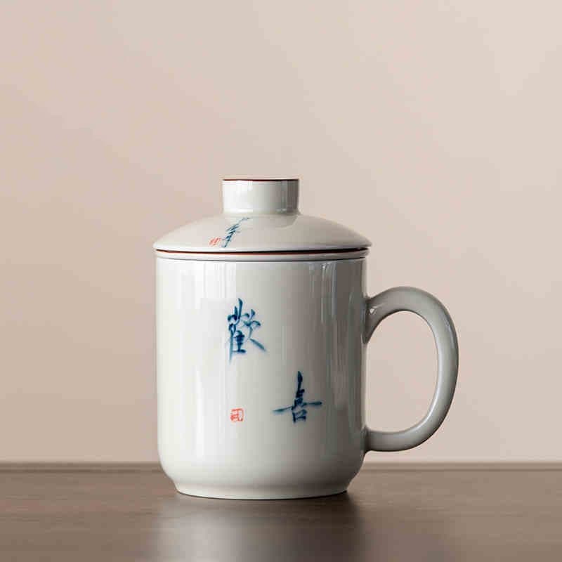 Taza cerámica de escritorio con diseño vidriado