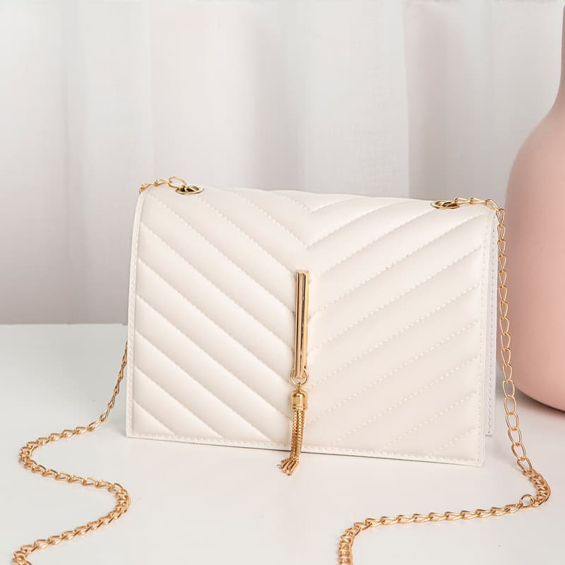 Bolsa bandolera pequeña cuadrada con patrón a cuadros