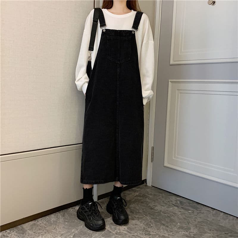 Falda denim con tirantes ajustables para todas las tallas