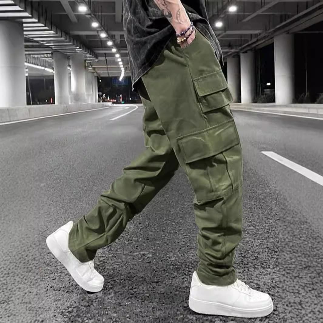 Pantalón hombre casual suelto con múltiples bolsillos