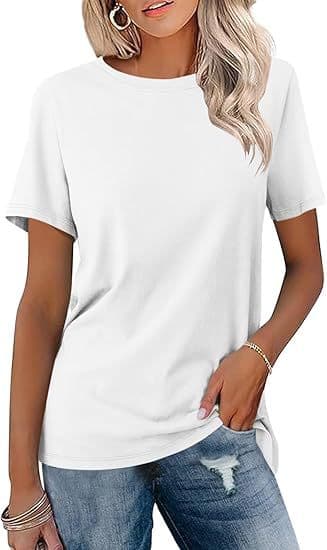 Camiseta suelta de cuello redondo para mujer
