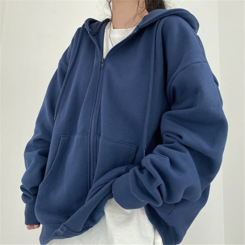 Abrigo mujer fleece capucha longitud media talla grande