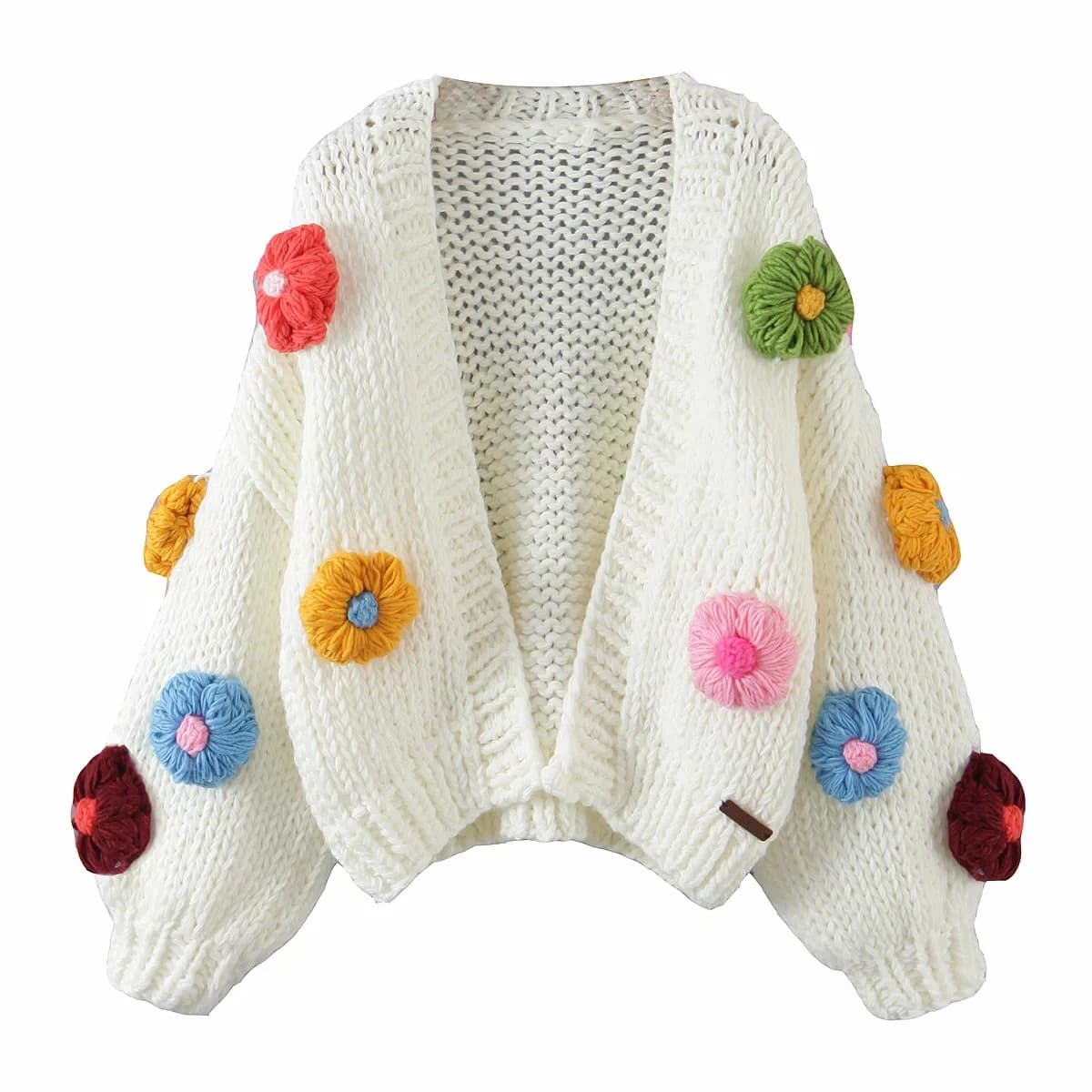 Cardigan tejido a mano con bordado de frutas