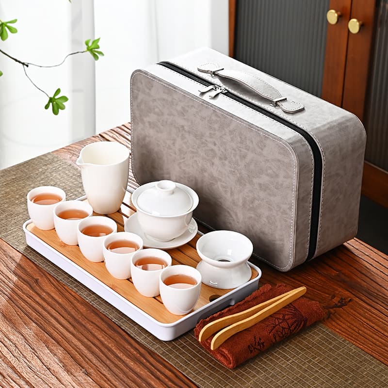 Set de té portátil 10 piezas cerámica blanca