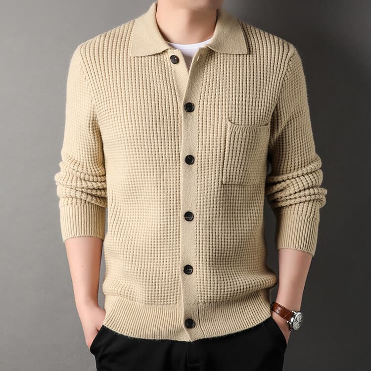 Cardigan tejido con patrón Jacquard retorcido para hombre