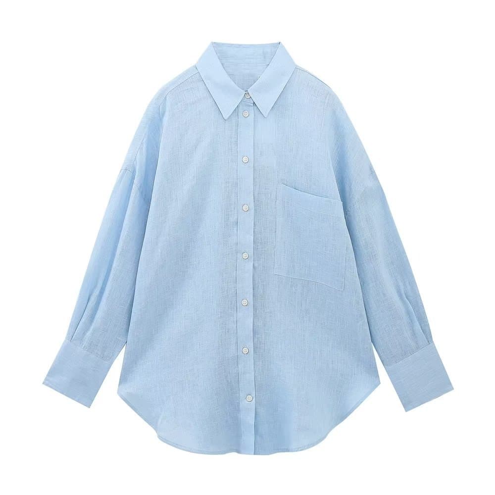Camisa de moda con solapa y manga larga