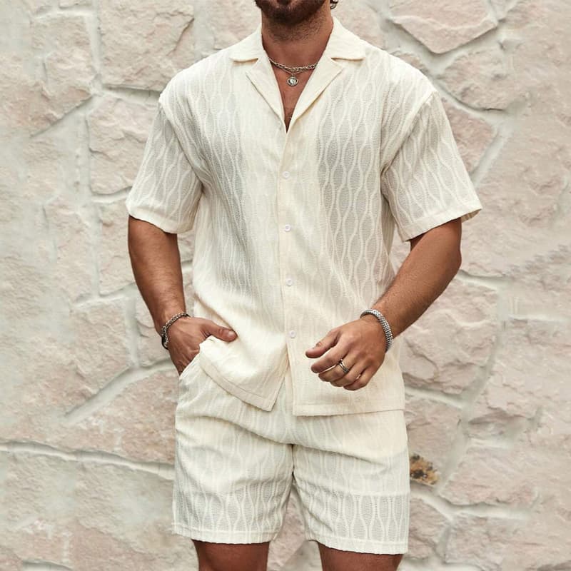 Conjunto verano hombre camisa shorts sueltos casual playa