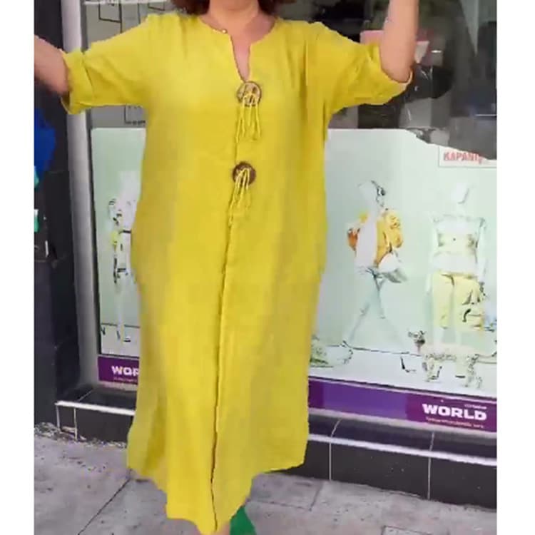 Vestido holgado de color sólido con falda paraguas