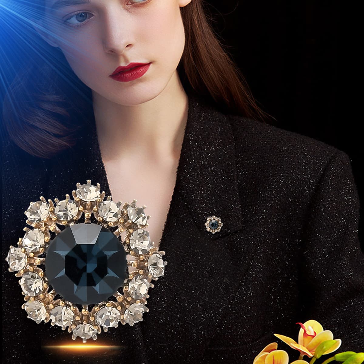 Broche de cristal con forma de flor