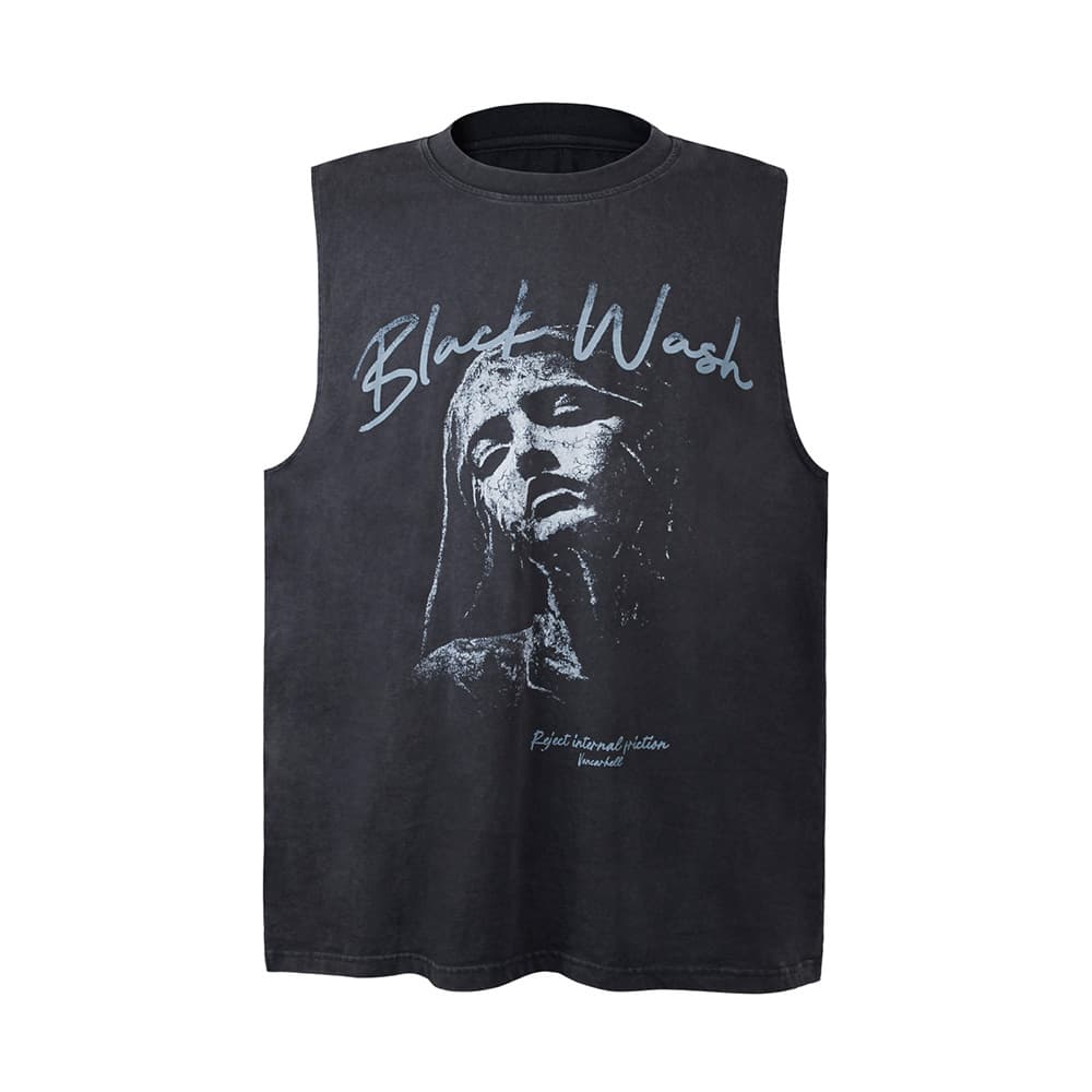 Chaleco hombre desgastado estampado casual